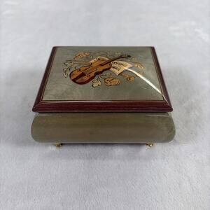 Vintage Mapsa Wood Inlay Music Box Italian Works Great Plays "La Petite Valse"